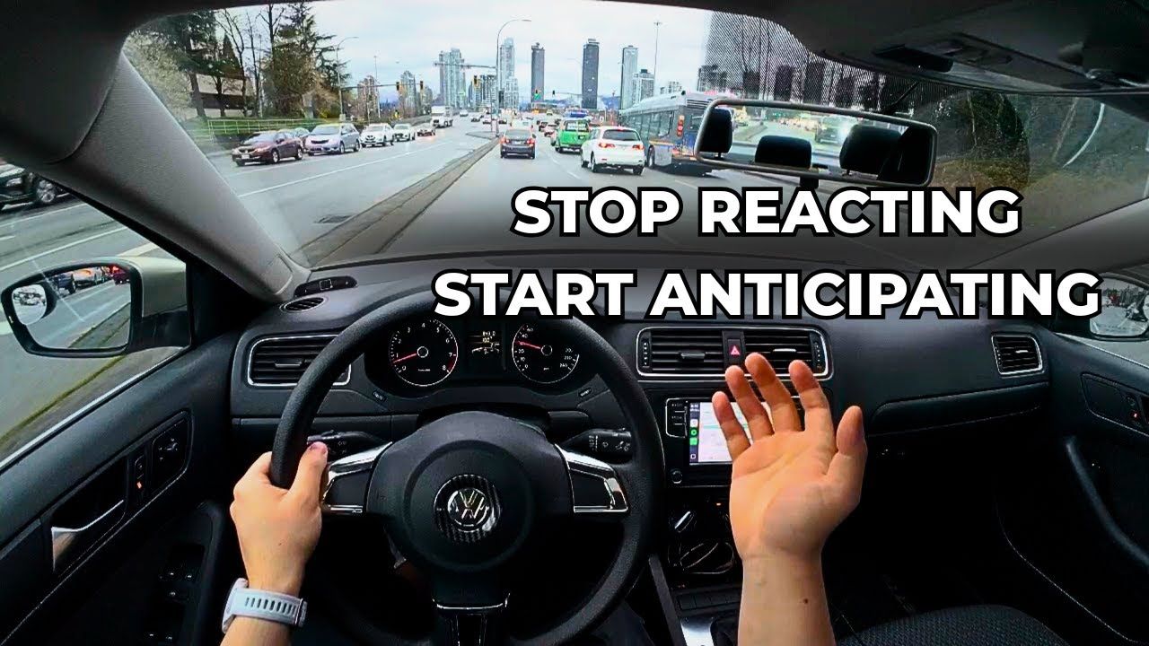 POV from a driver's seat scanning ahead at an intersection