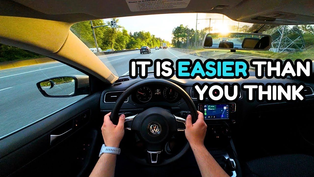 POV from a car driving on a multi-lane highway